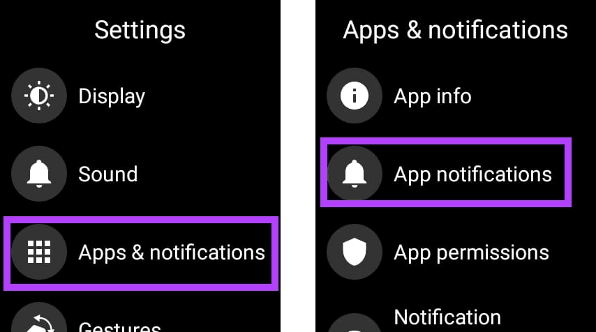 go to app notifications on watch