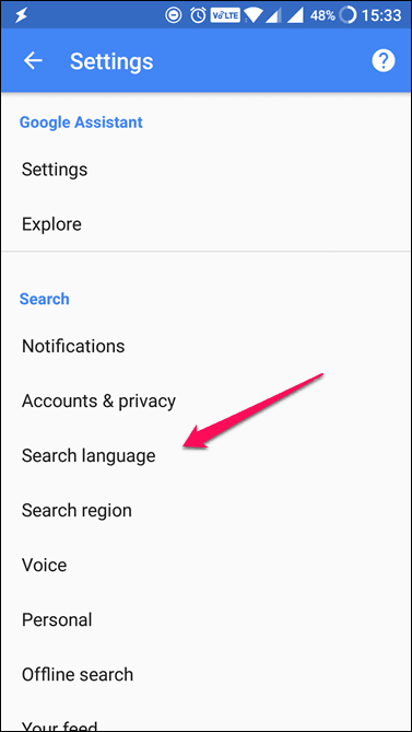 Google Assistant Language Setting