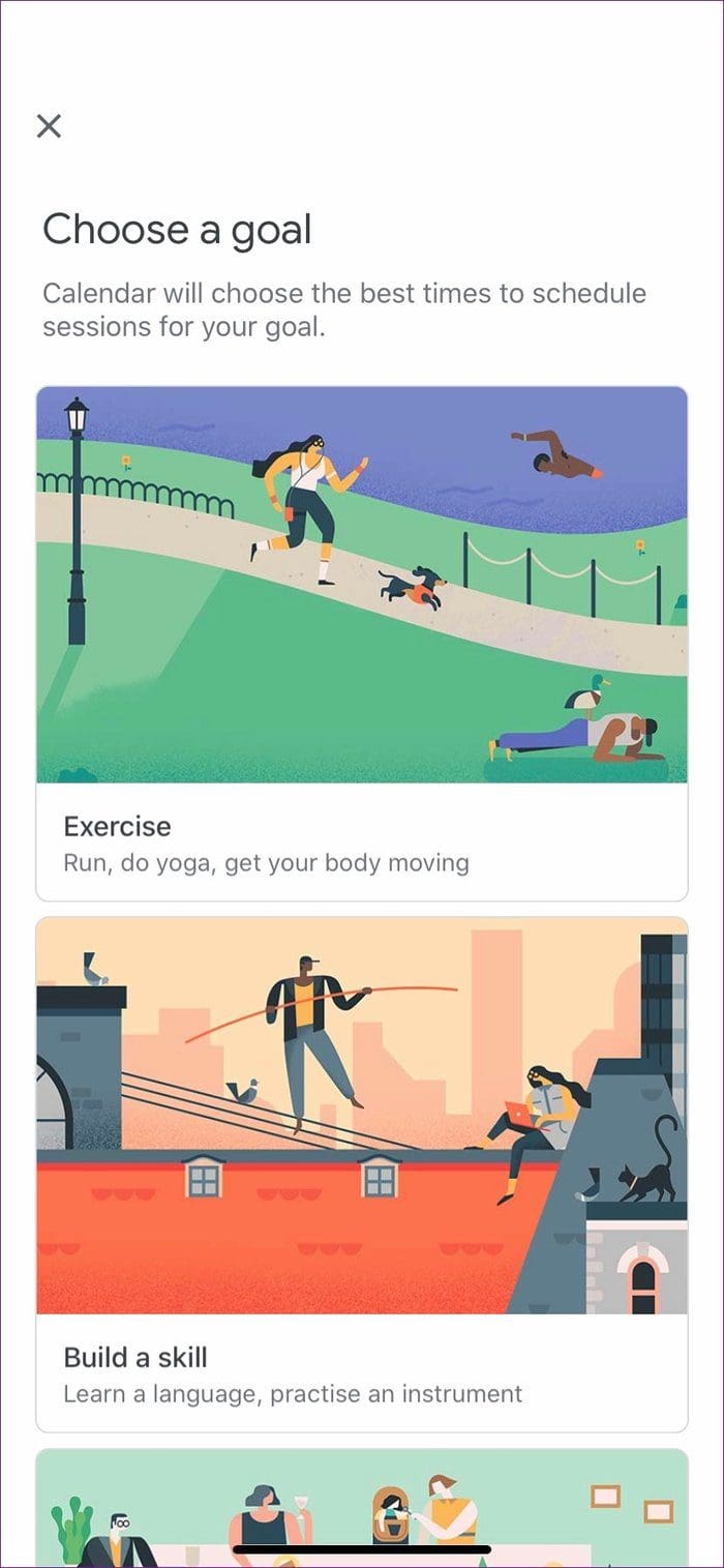 Google calendar goal