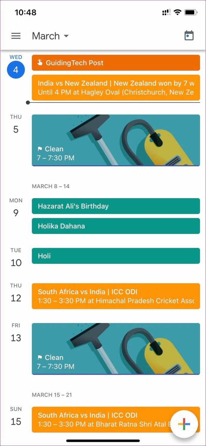 Google calendar ui