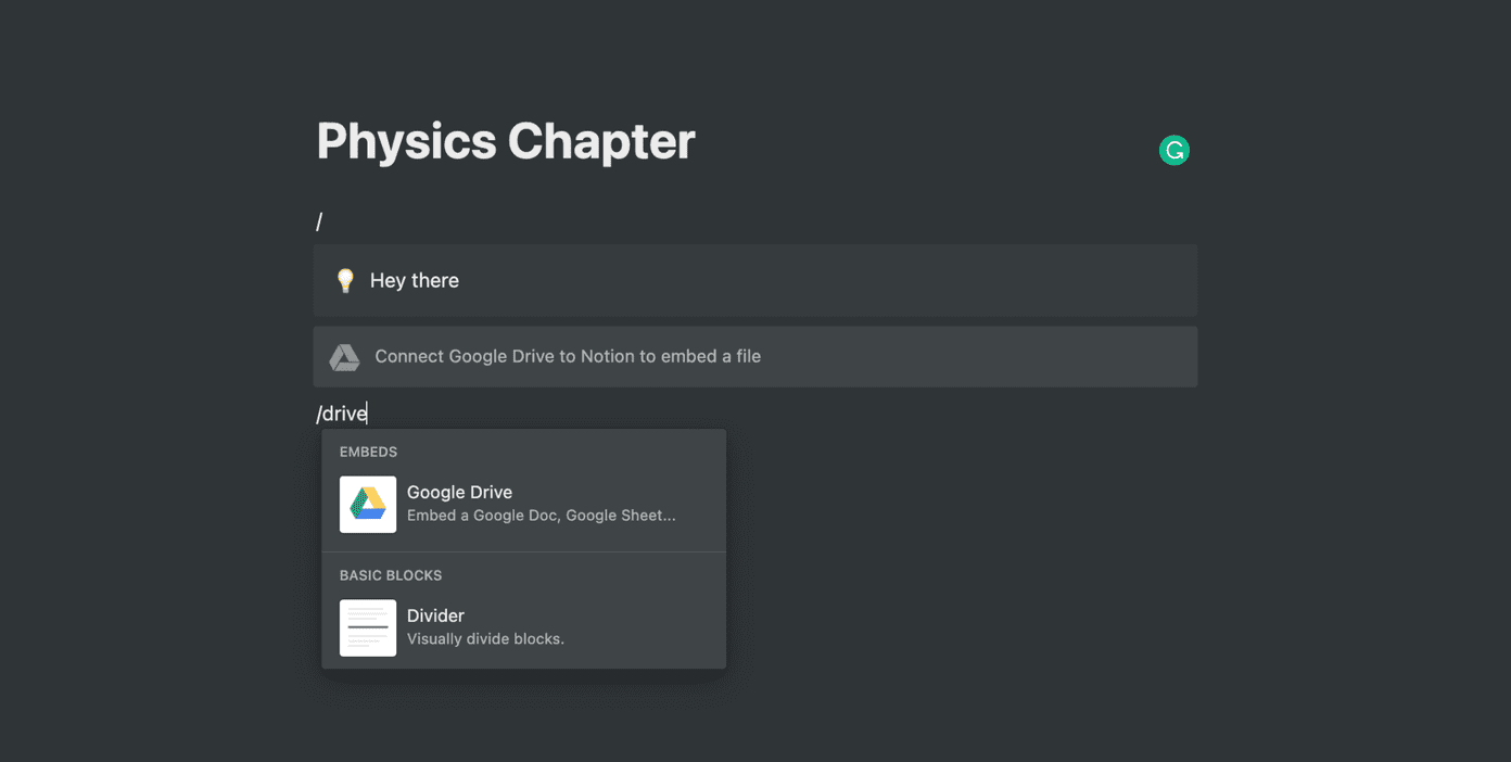 Google drive notion