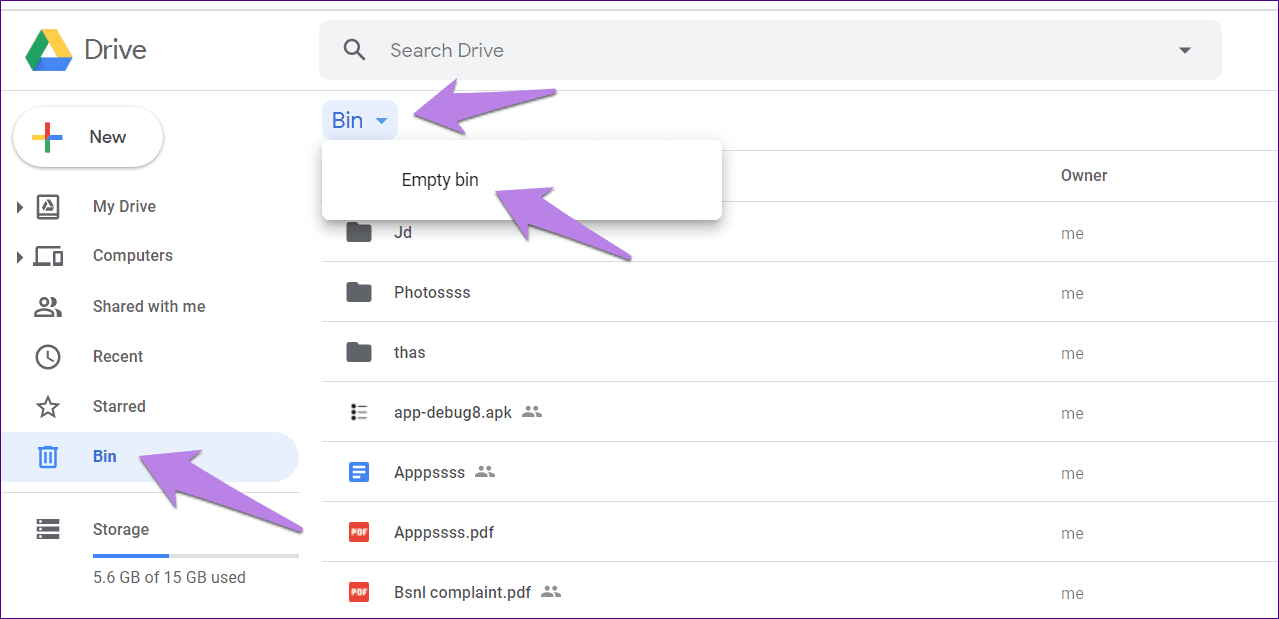 Google drive storage full but no files issue 2