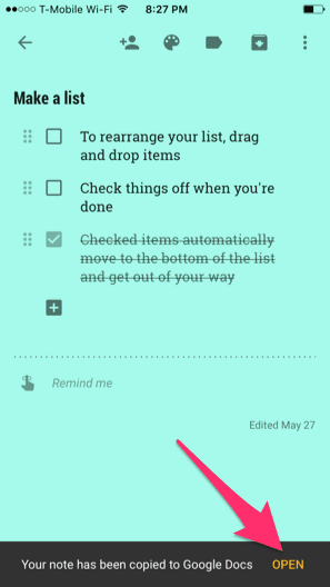 Google Keep Docs Mobile 3