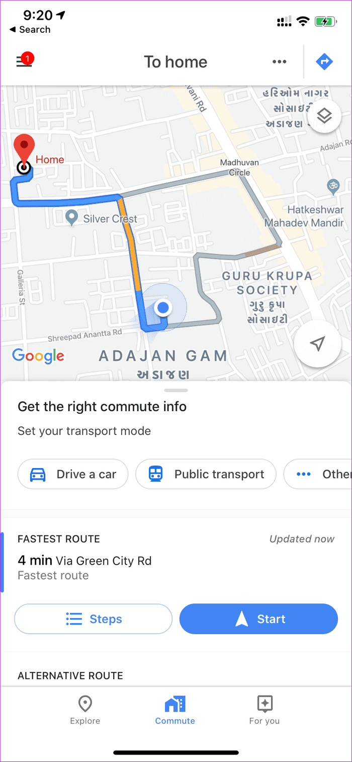 Google Maps Commute
