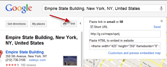 Google Maps Short Link