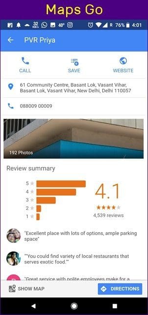 Google Maps Vs Maps Go Comparison 15