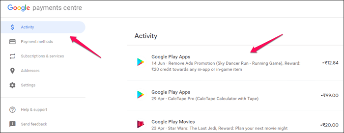 Google Payments For Play Store Receipts