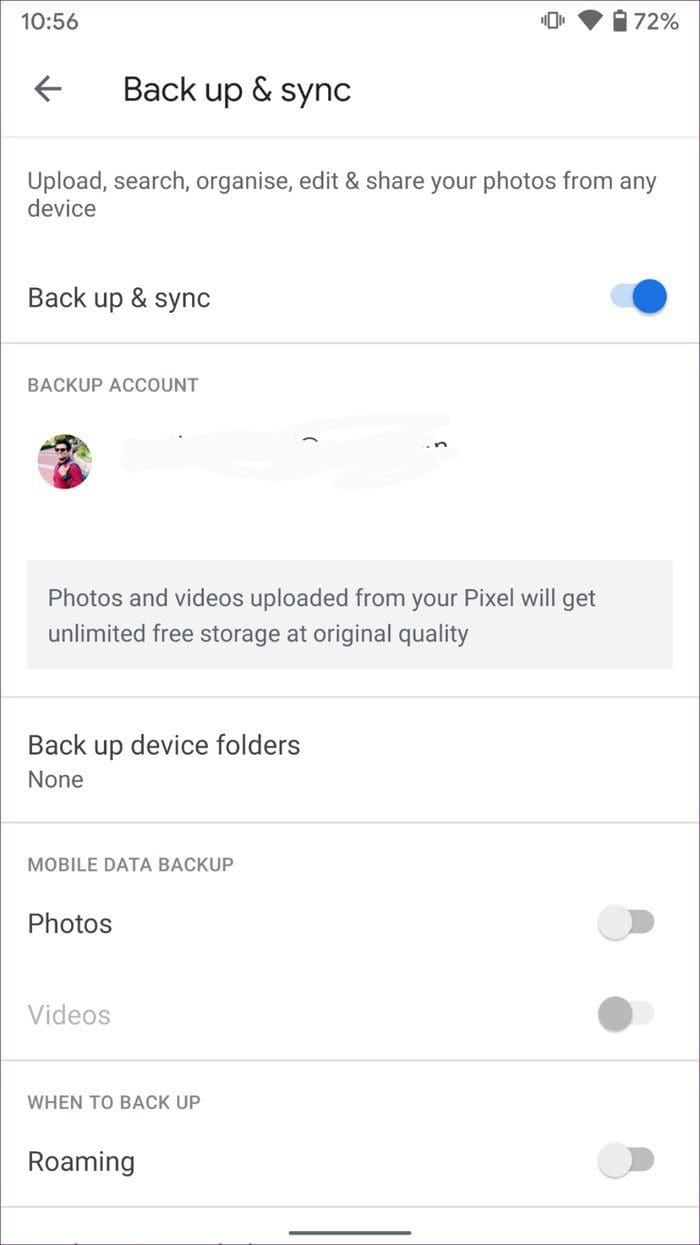Google photos backup