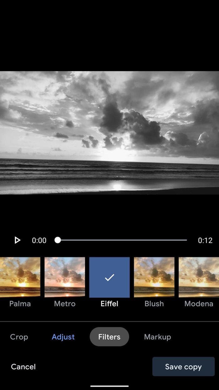 Google photos filters