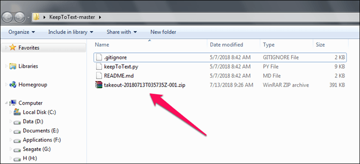 Google Takeout In Keeptotext Folder