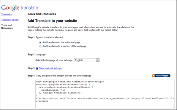 Google Translate Website
