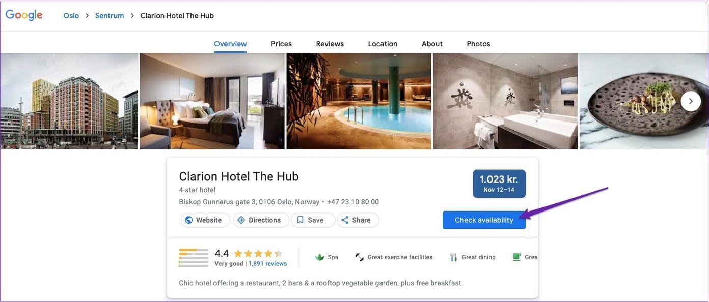 Google travel check availability