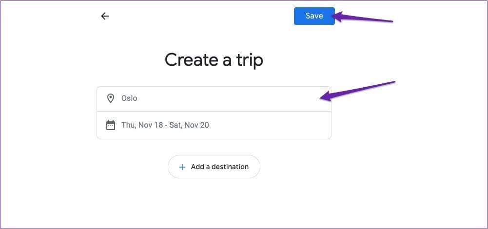 Google travel create new trip