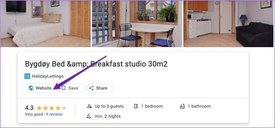 Google travel go to accom website