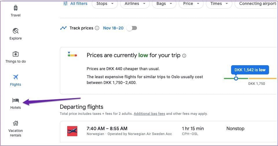 Google travel select hotels