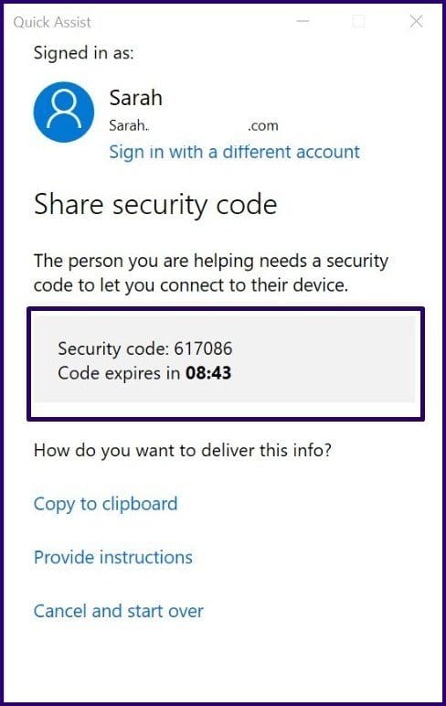 Guide to using quick assist on windows 10 step 10