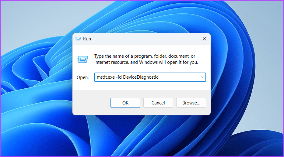 Accessing Hardware and Device Troubleshooter  to fix Tab Key Not Working on Windows 11