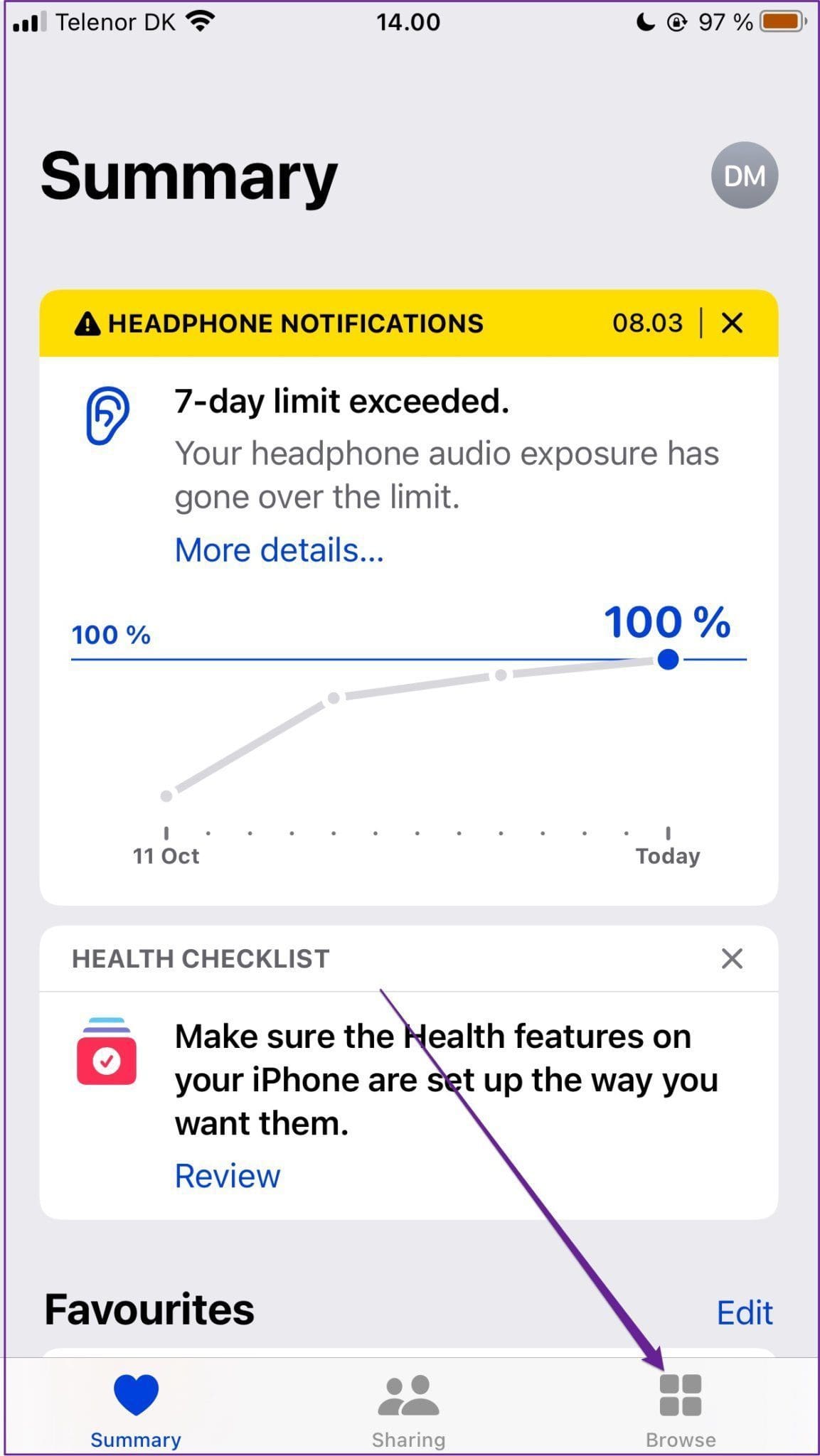 Health app summary