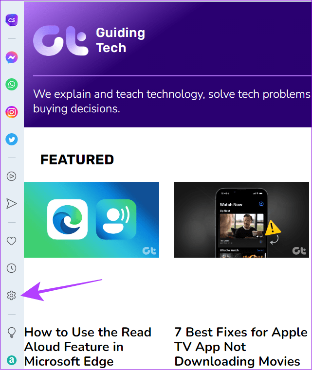 hit settings from the sidebar
