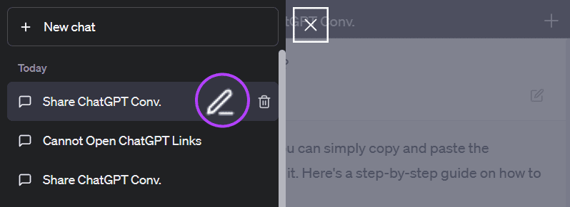 hit the edit button from ChatGPT conversation history