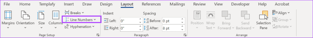 how to add remove line numbers in word 1