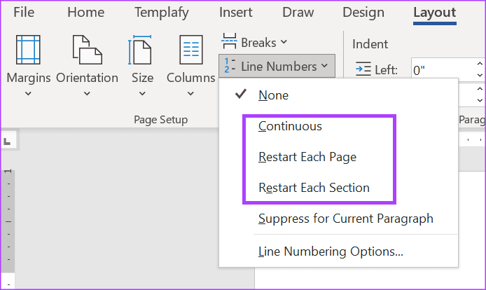 how to add remove line numbers in word 2