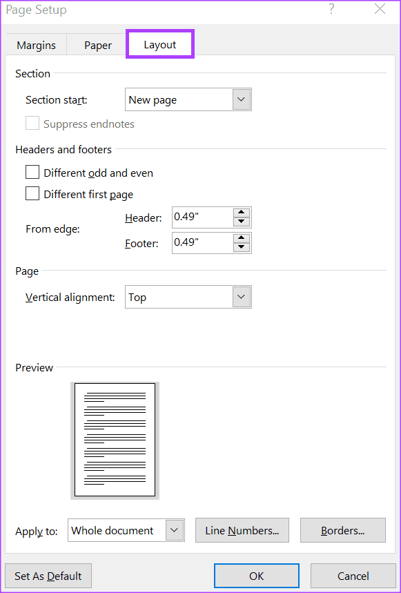 how to add remove line numbers in word 4