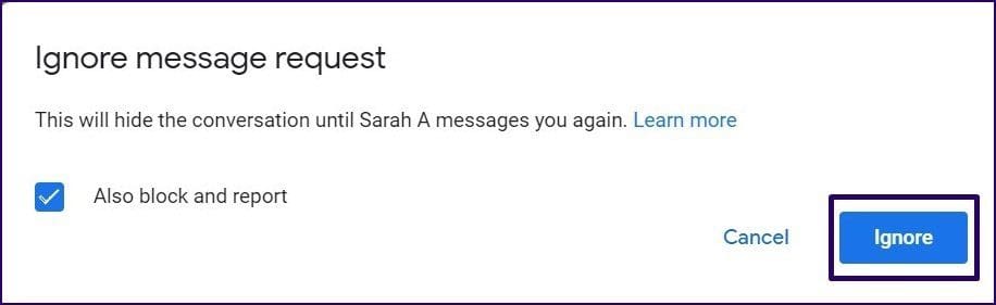 How to block contacts on google chat for gmail step 14