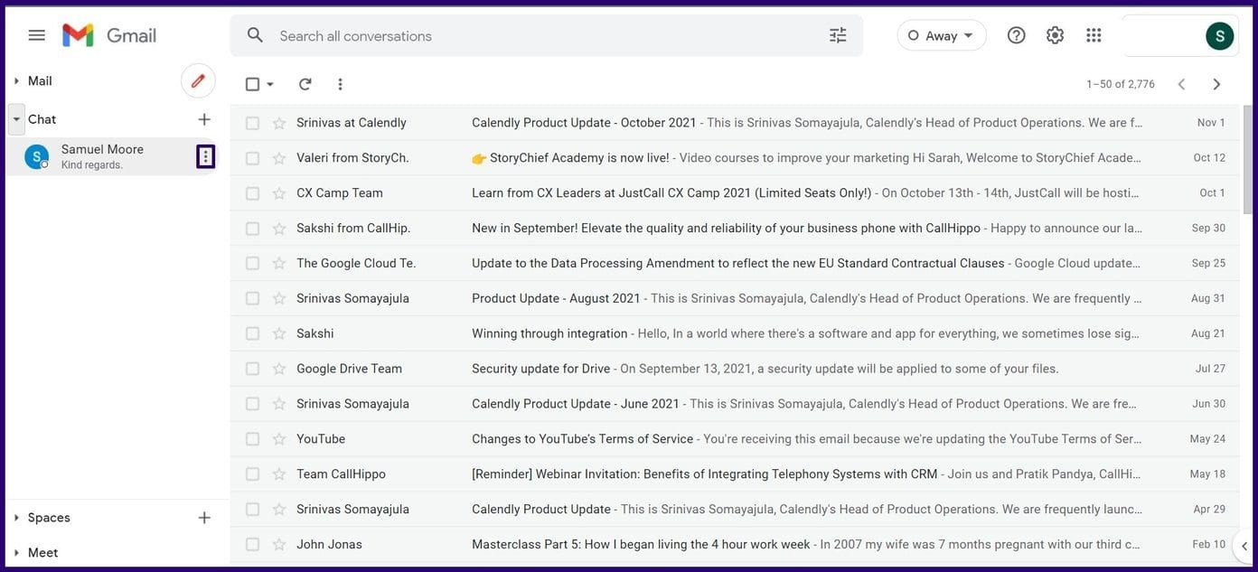 How to block contacts on google chat for gmail step 2