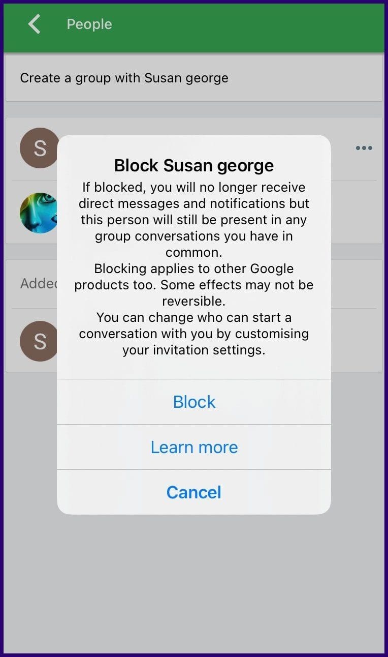 How to block someone on google hangouts for iphone android step 8