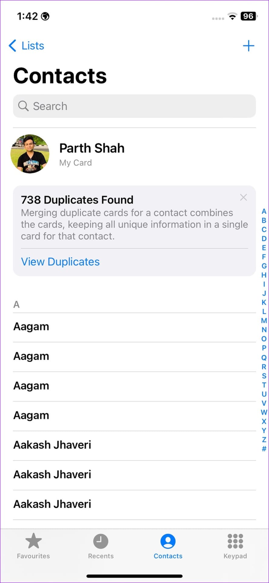select a contact