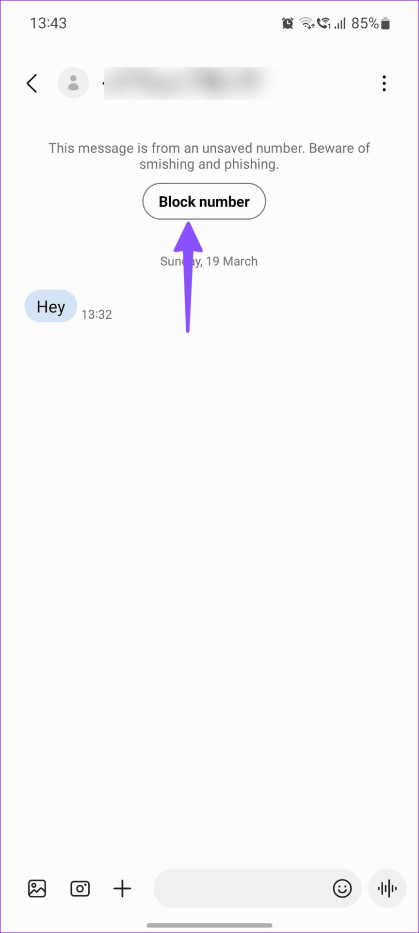 block number on Samsung phone