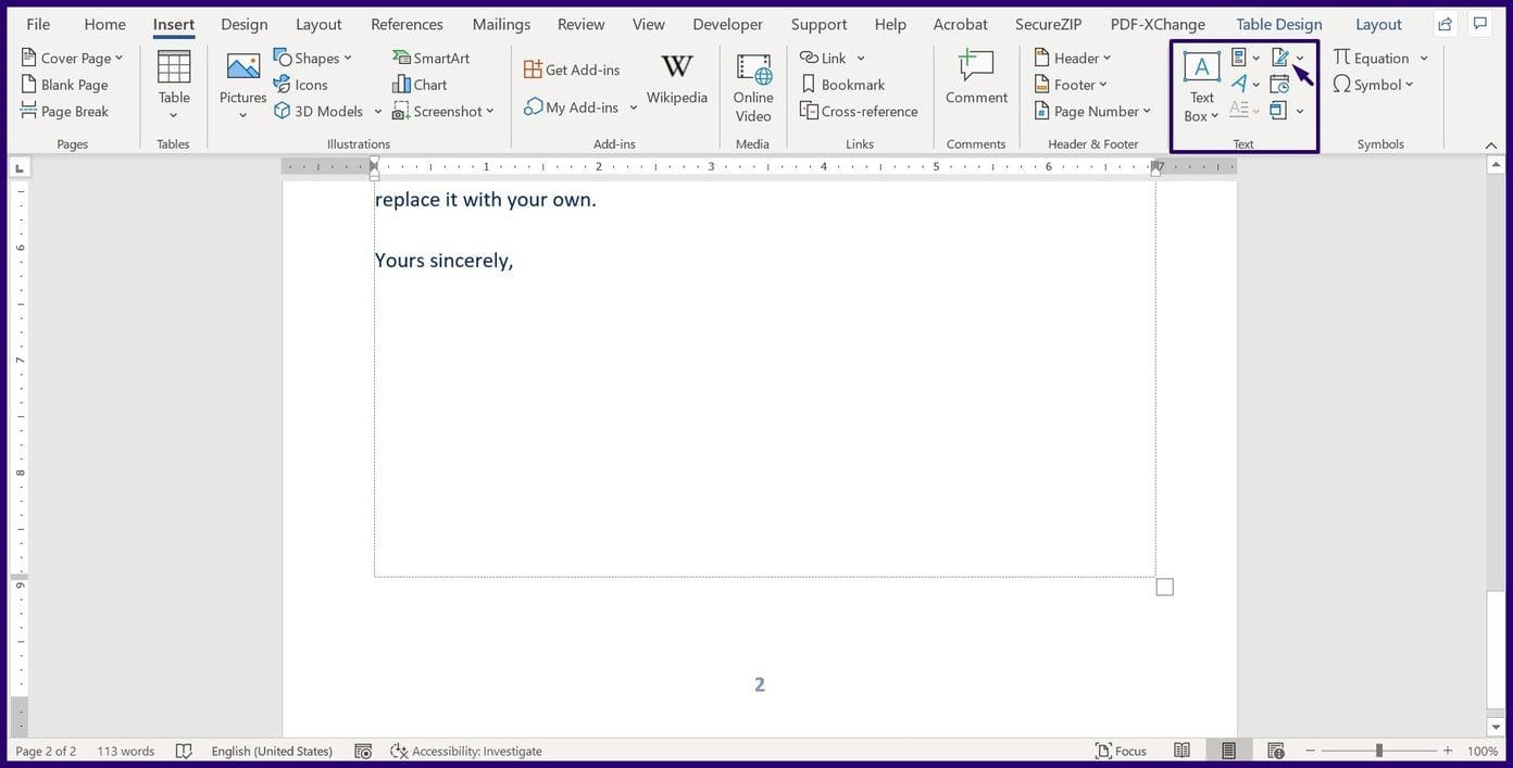 How to create and insert signatures in Microsoft Word step 8