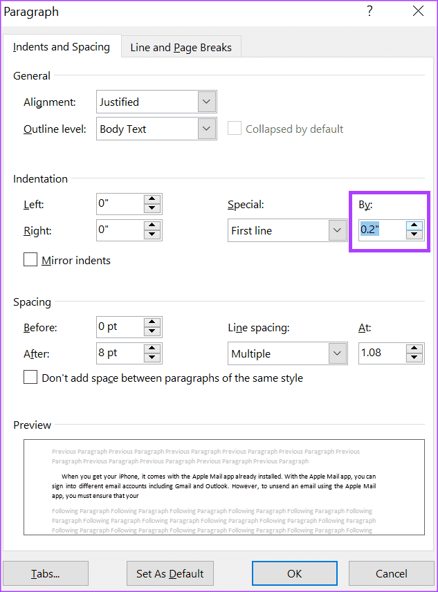 how to indent paragraphs in microsoft word 11