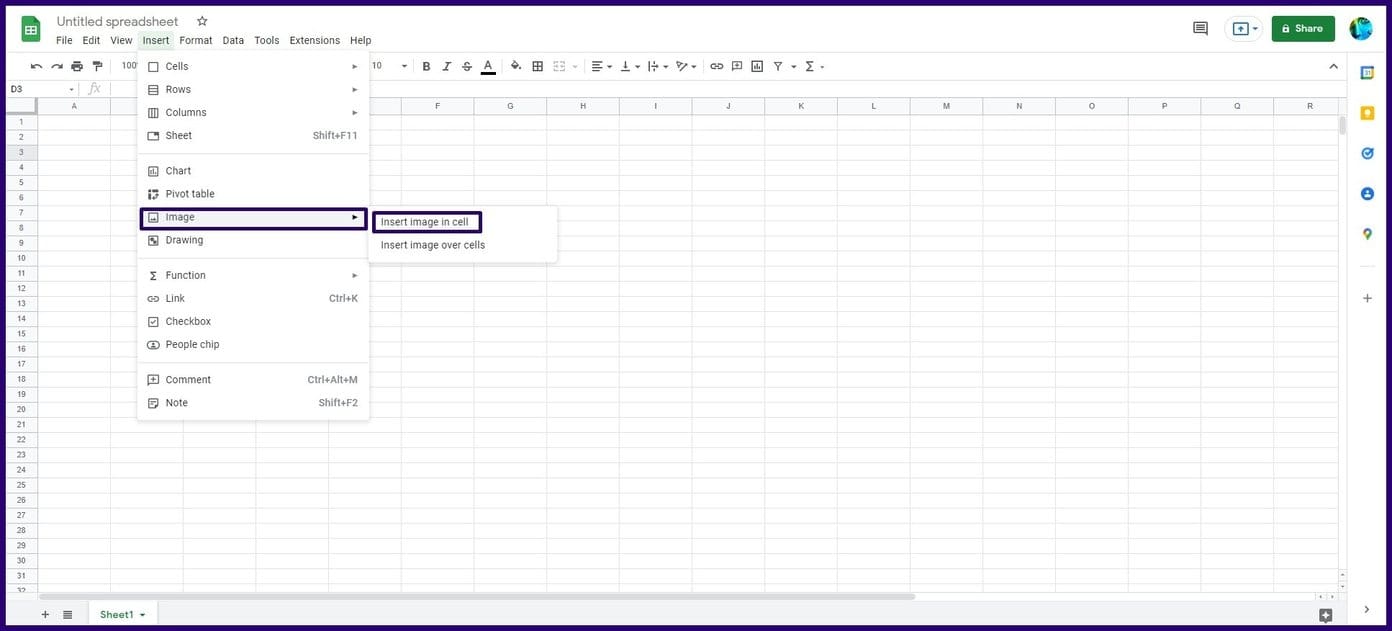 How to insert images in a google sheets cell step 5