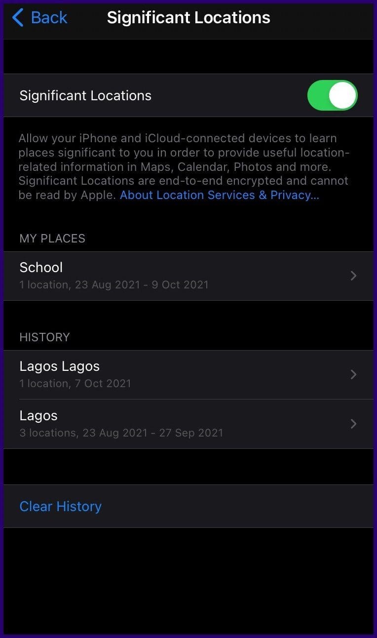 How to manage iphone significant locations step 7