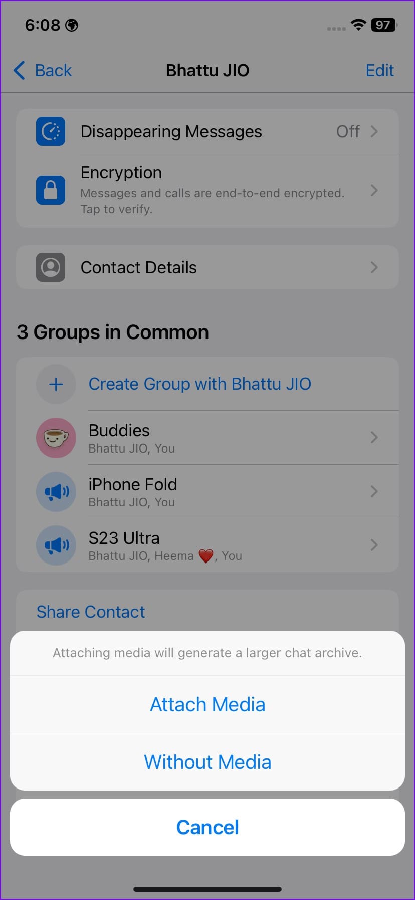 with or without media on iphone