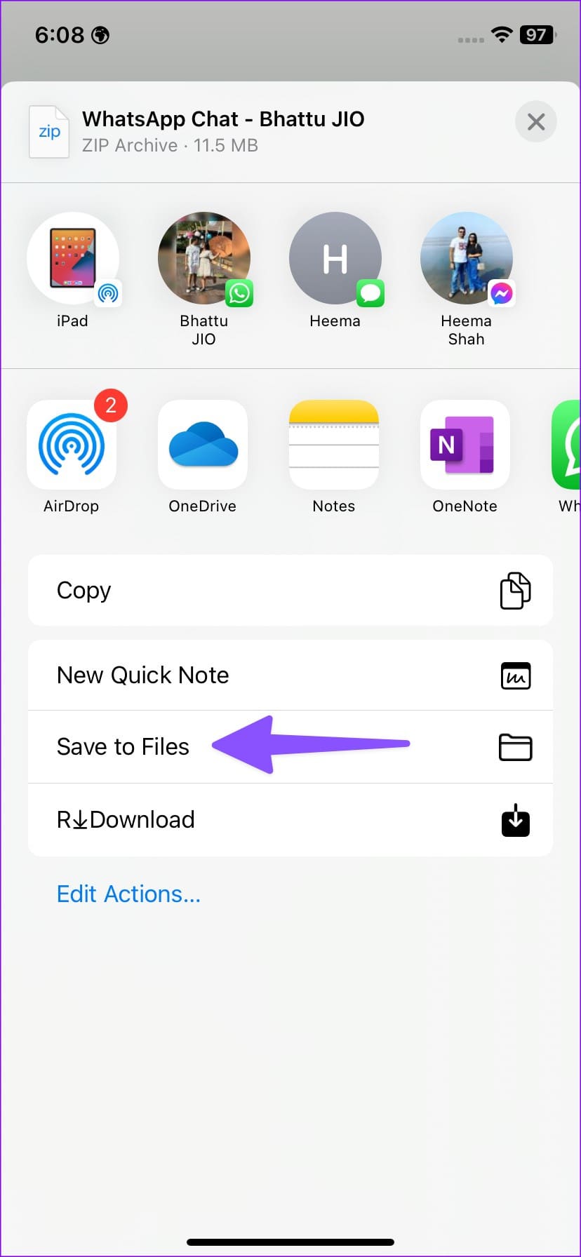 save to files on iPhone