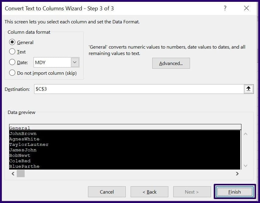 How to split text or data in microsoft excel step 9
