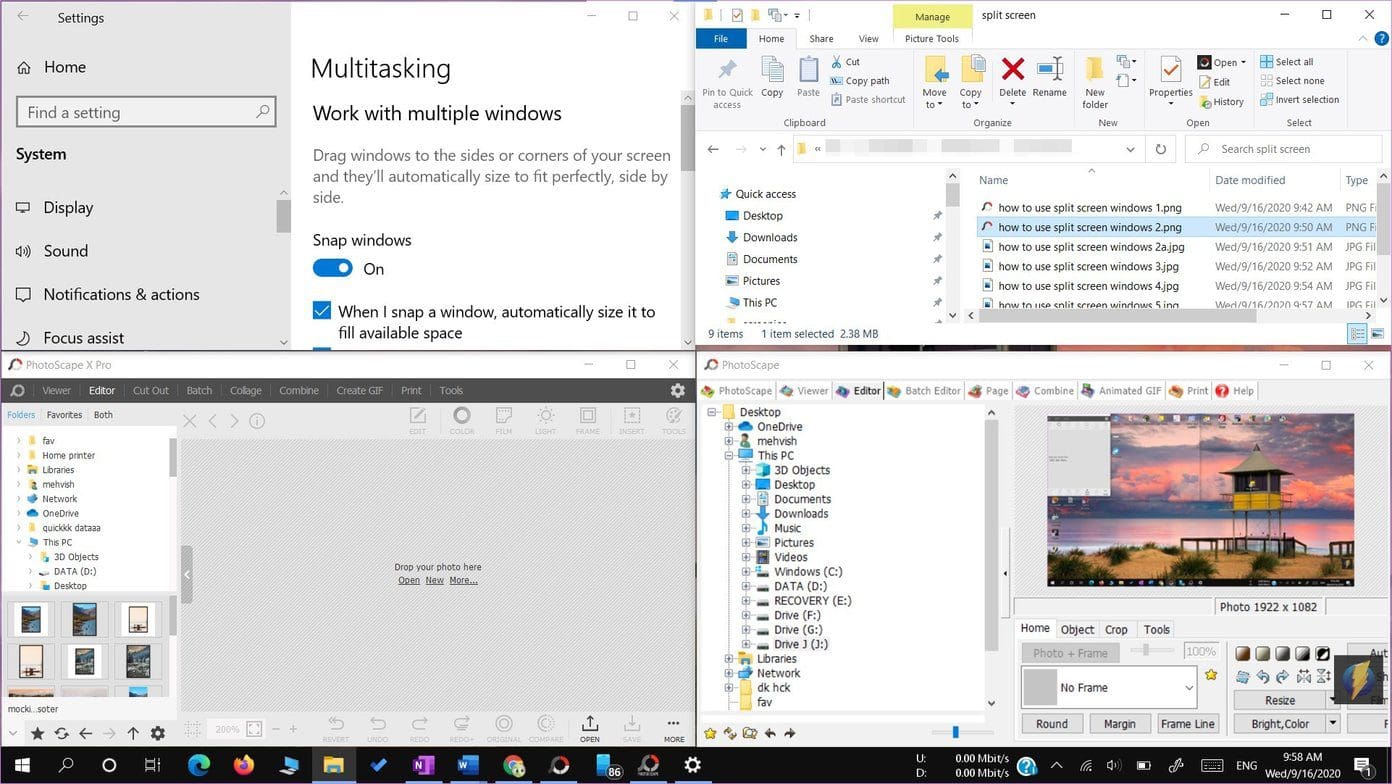 How to use split screen windows 6