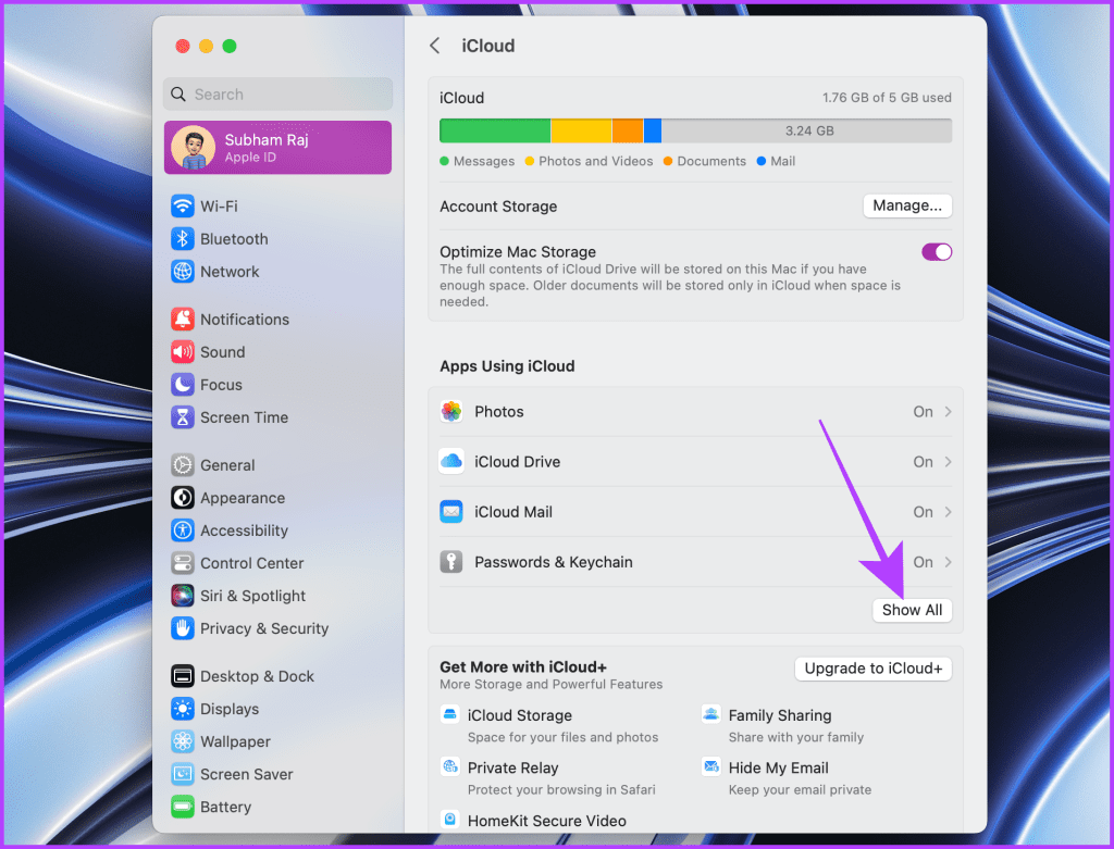 iCloud Settings Mac