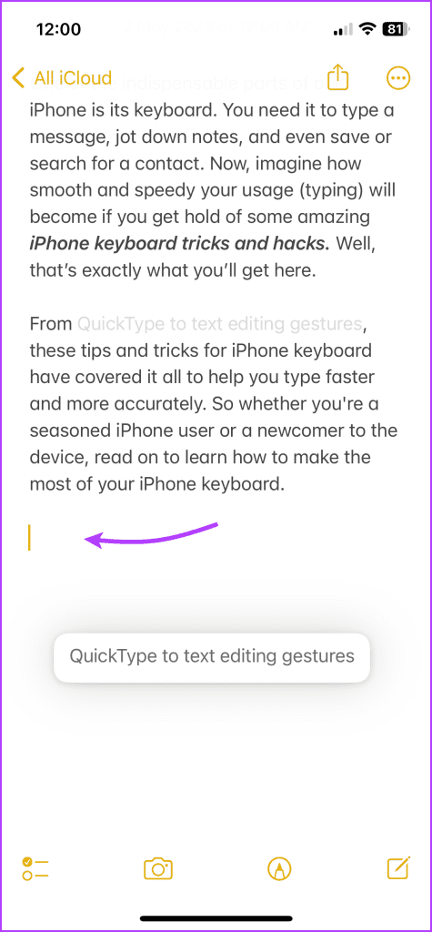 Drop the selected text