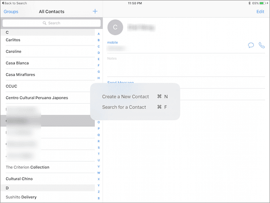 I Pad I Os 9 Shortcuts Contacts