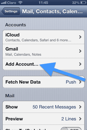 I Phone Add Account
