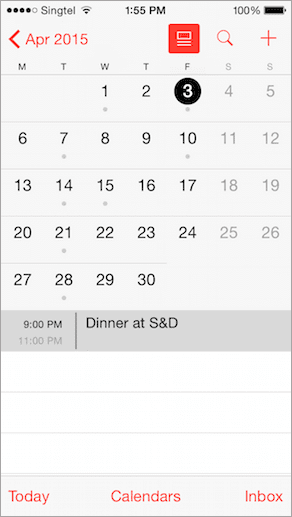 I Phone Calendar Event Display