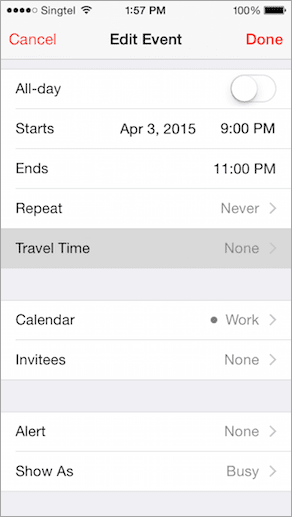 I Phone Calendar Travel Time