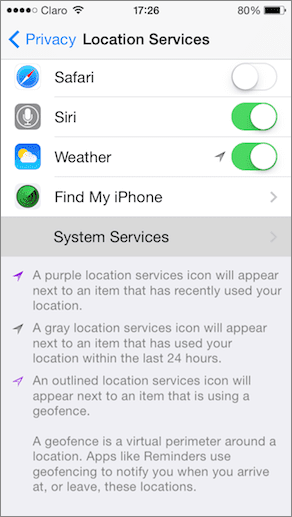 I Phone Frequent Locations System Services