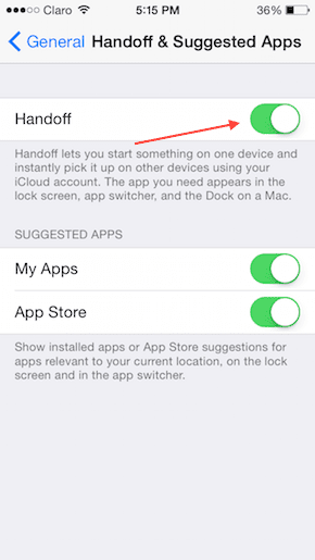 I Phone Handoff Enabled