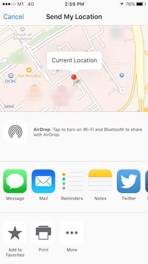 I Phone Maps 3 D Touch Send Location Options