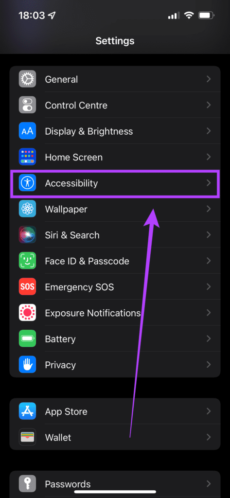 Accessibility in Settings